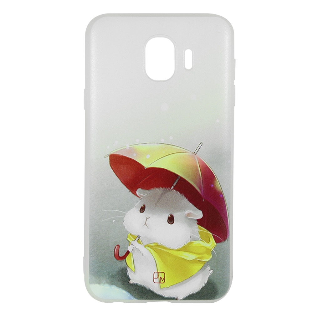 Husa Silicon Just Must Art pentru Samsung Galaxy J4 2018, White Hamster Umbrella