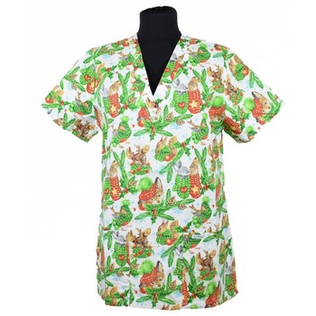 Bluza medicala, editie speciala, model christmas jungle, marimea S Bluza medicala, editie speciala, model christmas jungle, marimea S