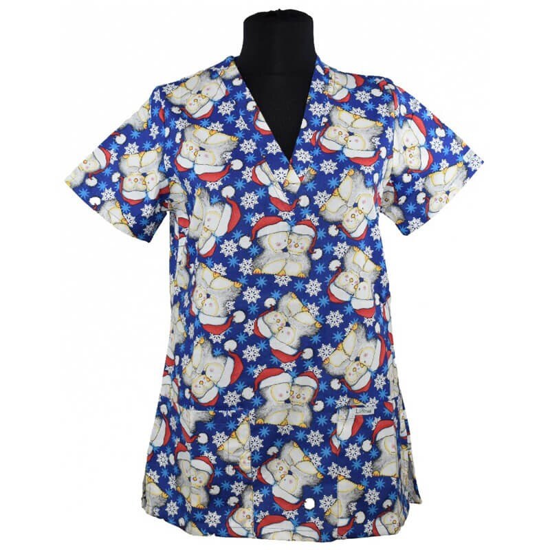 Bluza medicala, editie speciala, model penguin love, marimea 2XS