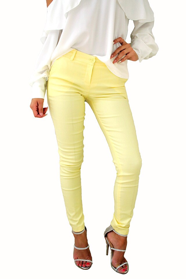 Pantaloni dama,culoare deschisa, Galben