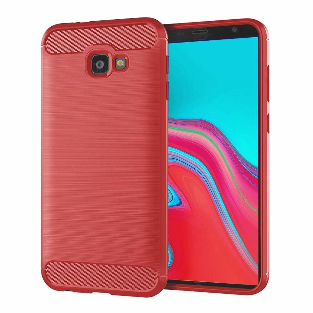 Husa Samsung Galaxy J4 Plus (2018) - Tpu Carbon Fibre Brushed - rosu