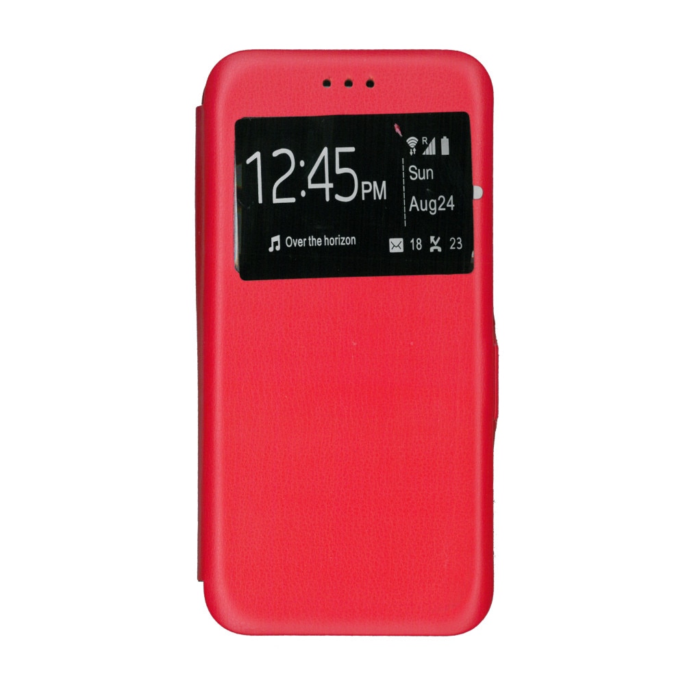 Husa de protectie tip carte, s-view, EuroCELL 360 de grade, pentru Samsung Galaxy J4 Plus, rosu