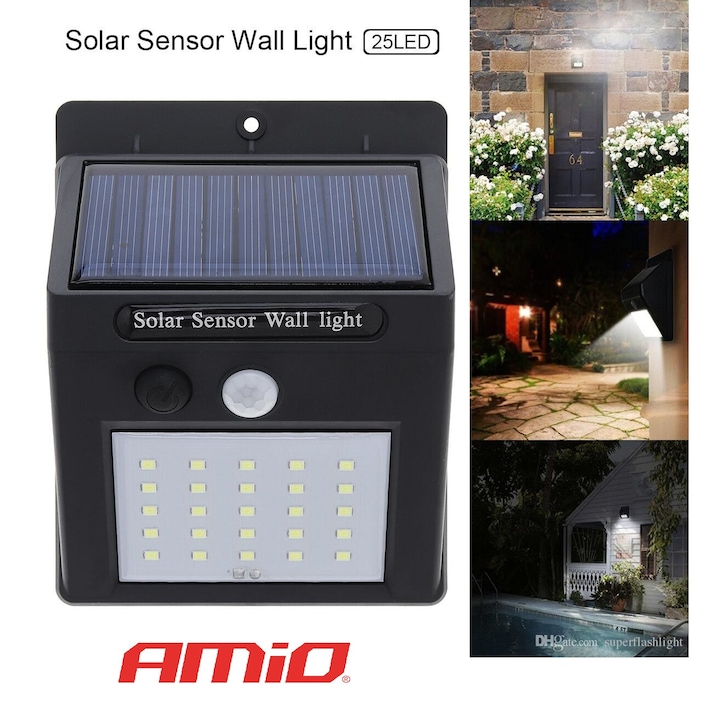 LED Диодна Соларна Градинска лампа Amio I20 LED, PIR Датчик за движение 120 ° -180 ° , Подарък 5бр сухи ароматизатора