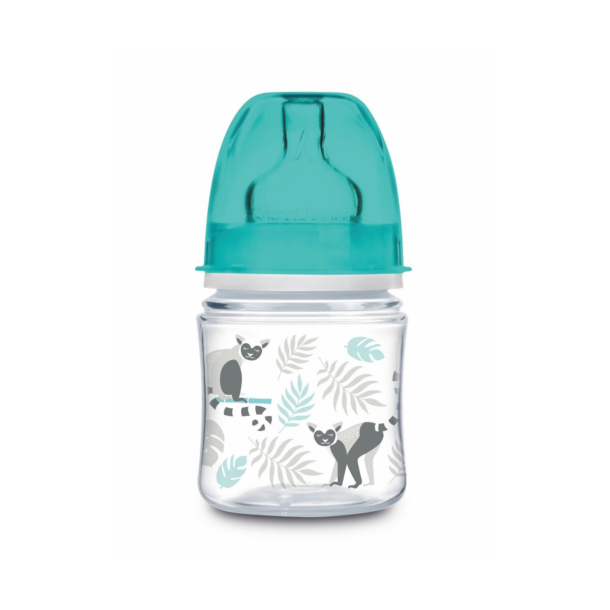 Biberon din polipropilena cu tetina din silicon 120 ml 0+ luni Canpol Babies Jungle 35/226T, Turcoaz