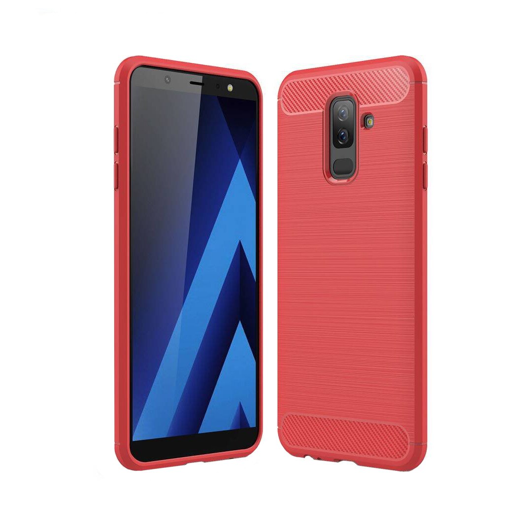 Husa Samsung Galaxy A6 2018 PLUS, Slim Armor Carbon, carcasa spate Antisoc, Rosu