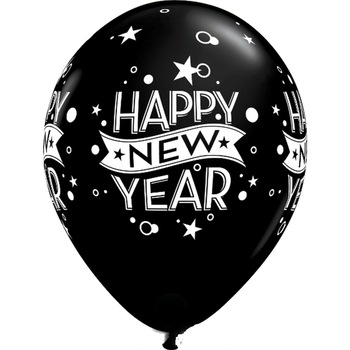 Baloane latex 11'' inscriptionate Happy New Year, Qualatex 46511, set 6 buc Baloane latex 11'' inscriptionate Happy New Year, Qualatex 46511, set 6 buc