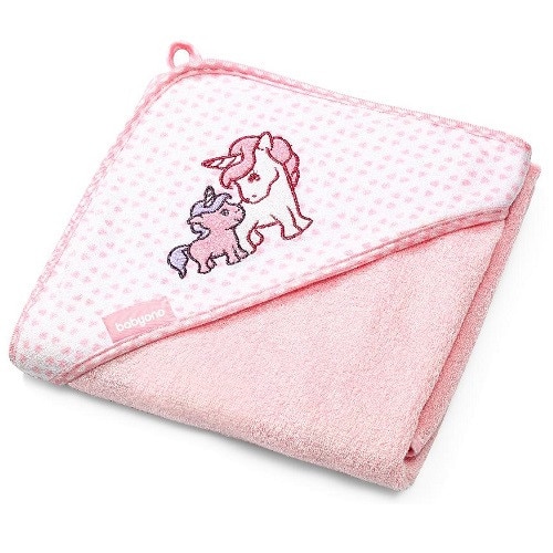 Prosop copii Baby Ono cu gluga fibra bambus 76x76 cm roz