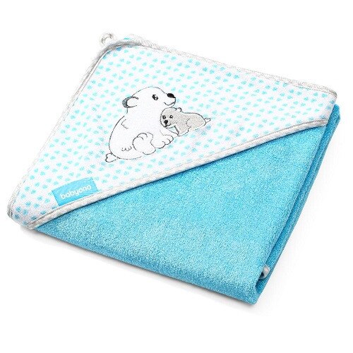 Prosop copii Baby Ono cu gluga fibra bambus 100x100 cm albastru