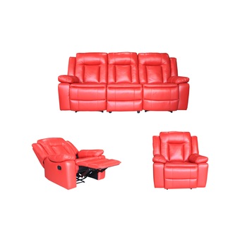Set PIELE NATURALA Ackerley Rosu, Canapea 3 locuri cu 2 reclinere manuale si fotolii cu recliner manual Set PIELE NATURALA Ackerley Rosu, Canapea 3 locuri cu 2 reclinere manuale si fotolii cu recliner manual
