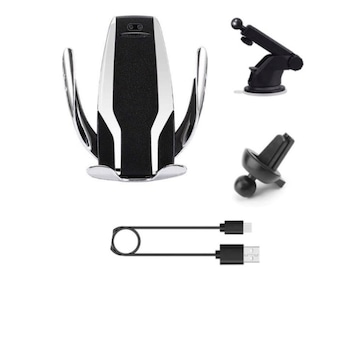 Incarcator Wireless masina cu dublu senzor, 10W, auto cu ventuza +prindere ventilatie - suport telefon masina, New S6 Incarcator Wireless masina cu dublu senzor, 10W, auto cu ventuza +prindere ventilatie - suport telefon masina, New S6