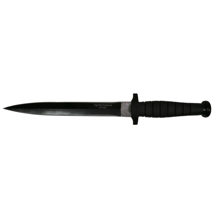 Cutit de vanatoare cu doua taisuri Depox, Tactical Knife, otel inoxidabil, negru, 35 cm