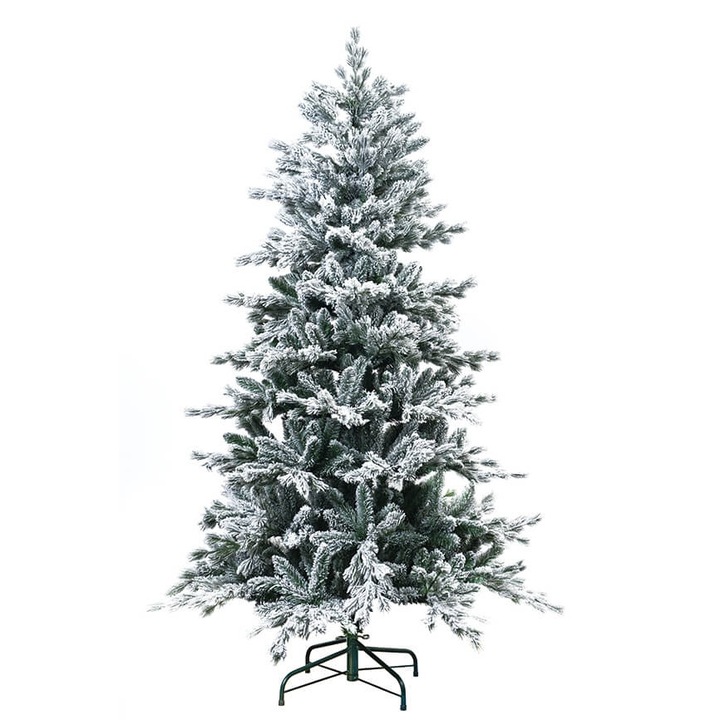 Brad artificial Snow Queen, cu ace 2D+3D inzapezit, 180 cm, cu suport metalic inclus