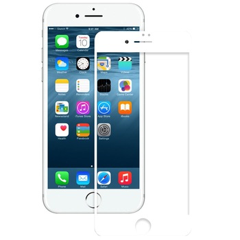 Folie de protectie Eiger 3D Edge to Edge pentru Apple iPhone 8 Plus / 7 Plus, Alb