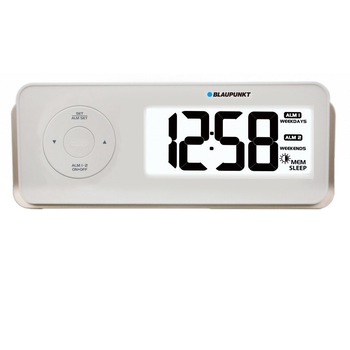 Radio cu ceas Blaupunkt, FM radio/Dual Alarm/USB, Ecran LCD, Alb Radio cu ceas Blaupunkt, FM radio/Dual Alarm/USB, Ecran LCD, Alb