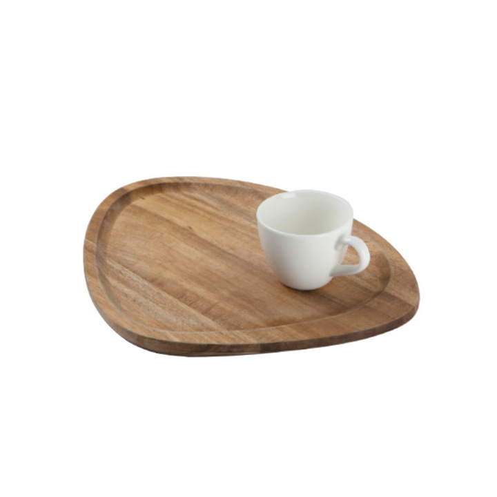 Platou triunghi lemn pentru servit cafea BONNA ACACIA 34x15cm