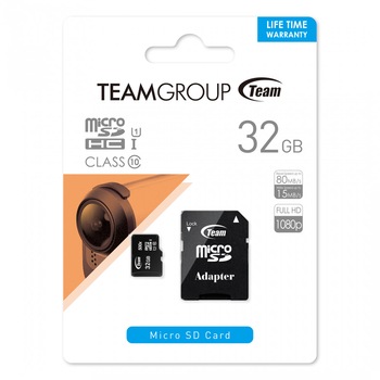 Card de Memorie Team Group 32GB Micro SDHC/SDXC UHS-I CARD + SD Adapter Card de Memorie Team Group 32GB Micro SDHC/SDXC UHS-I CARD + SD Adapter