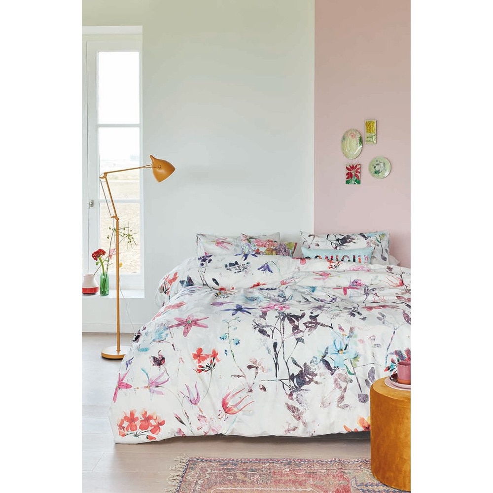 Lenjerie de pat iMKⓇ 2 persoane, bumbac 100%, model floral, 4 piese, multicolor