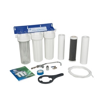 Sistem de microfiltrare al apei in 3 trepte, AQUAFILTER, Alb/albastru Sistem de microfiltrare al apei in 3 trepte, AQUAFILTER, Alb/albastru