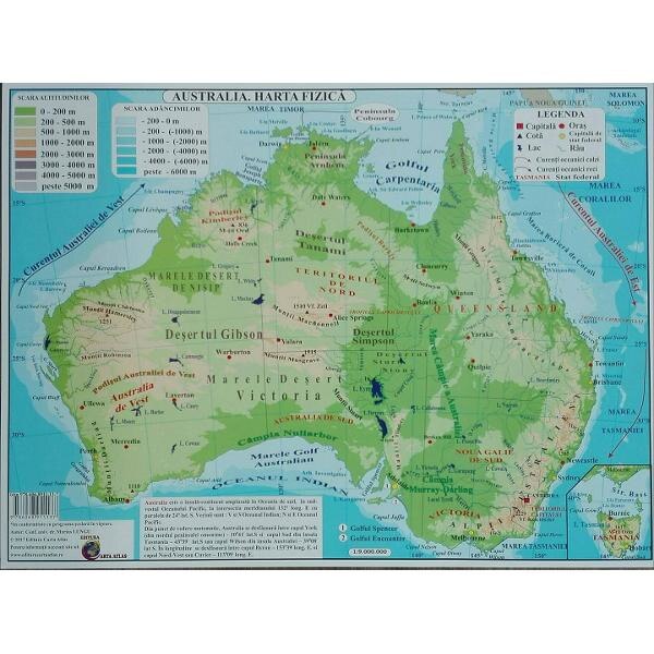 harta australia Africa + Australia   Harta Fizica A3   eMAG.ro