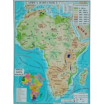 Africa + Australia - Harta Fizica A3 Africa + Australia - Harta Fizica A3