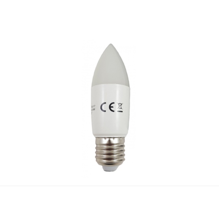 Bec Led Lumanare E27, model C37, 9W=80W, 6400K, lumina rece