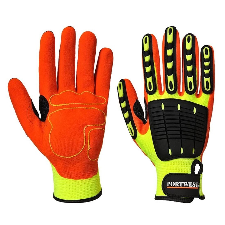 Manusi Anti Impact Grip, SafetyZone, Galben / portocaliu, 2XL
