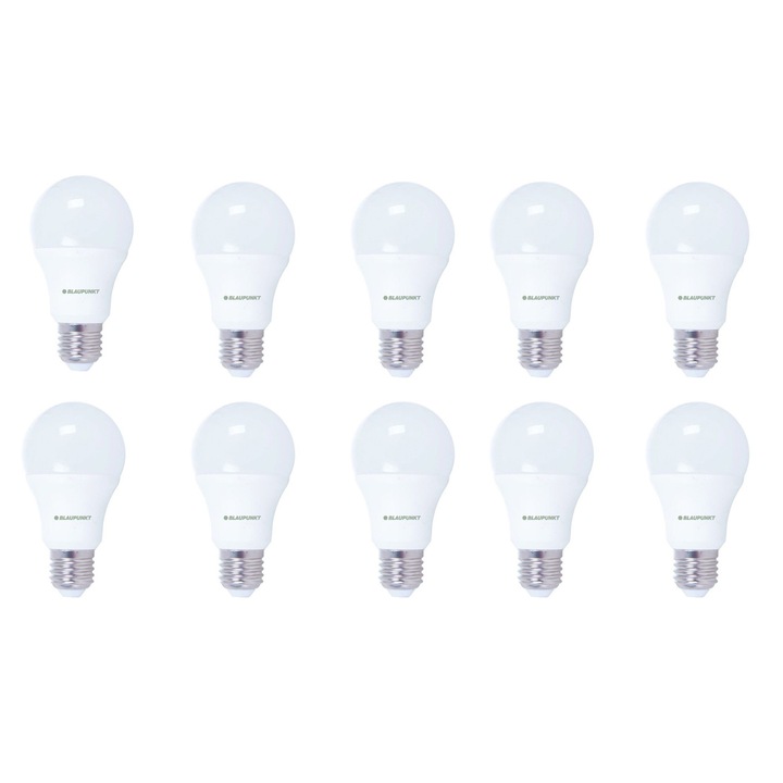 Set 10 becuri LED Blaupunkt A60, 11W, A+, 75W, E27, 3000 K