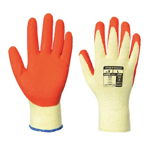 Manusi bumbac imersate in latex Grip, SafetyZone, Portocaliu / Galben, S