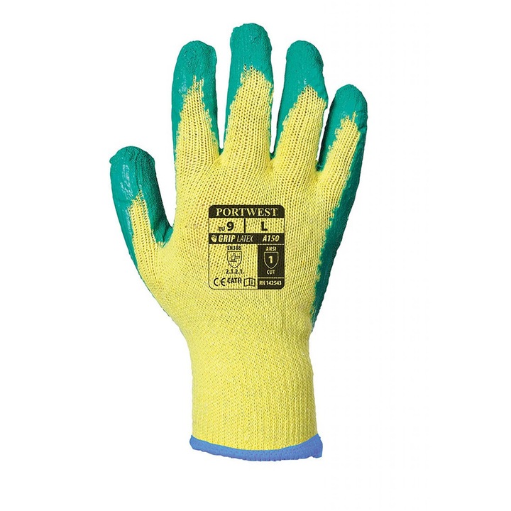 Manusi Fortis Grip, SafetyZone, Verde / Galben, M