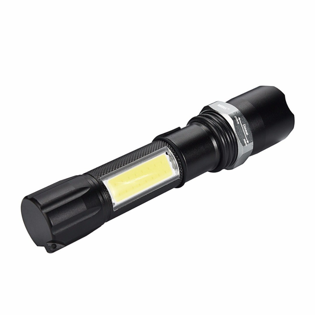 Lanterna MRG M-256, SWAT LED 3W CREE Q5 cu Lampa COB Metalica Reincarcabila cu Acumulator Zoom si Flash