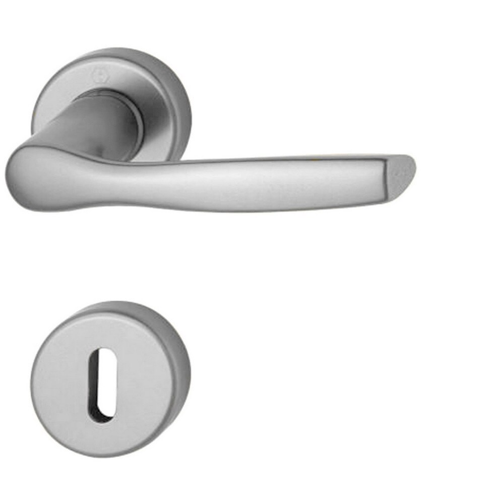 Maner usa interior, Hoppe Milano, cu rozeta pentru cheie, material aluminiu, culoare argintiu, 119 x 44 mm