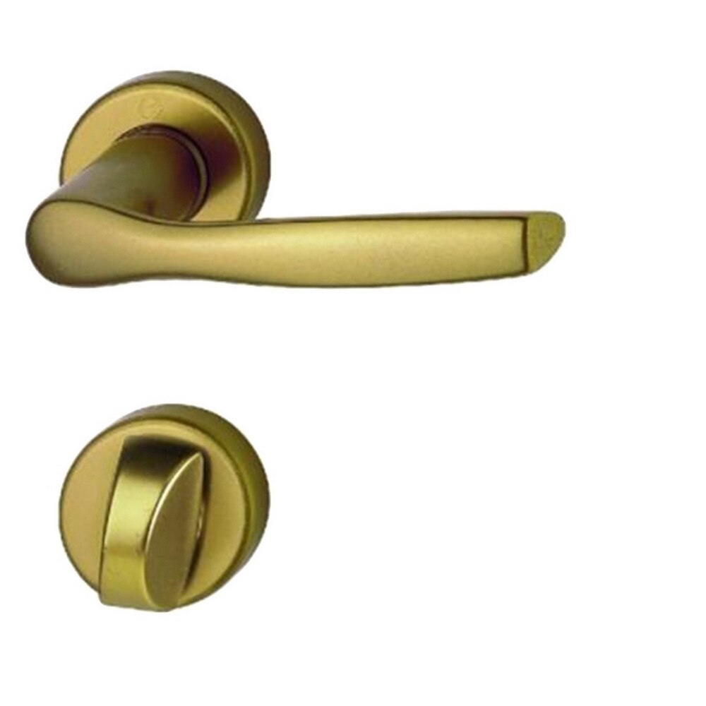 Maner usa interior, Hoppe Milano, cu rozeta pentru WC, material aluminiu, culoare bronz, 119 x 44 mm