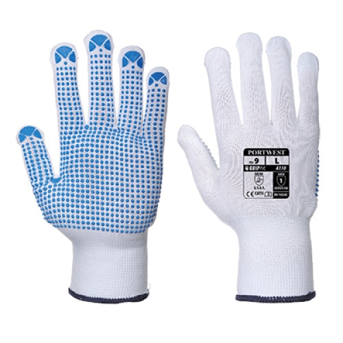 Manusi Nylon Polka Dot, SafetyZone, Alb / albastru, S