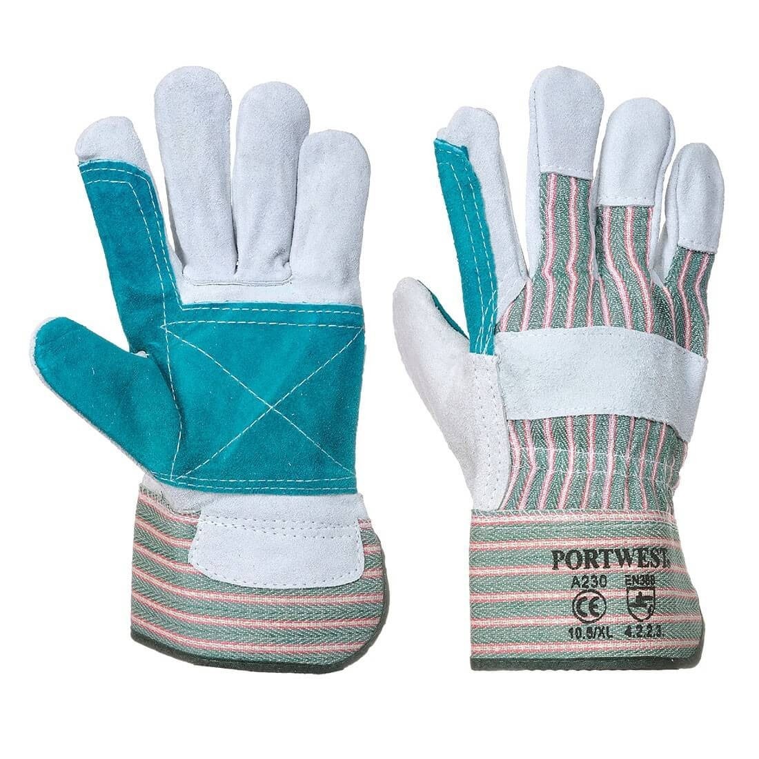 Manusi Double Palm Rigger, SafetyZone, Gri / verde, XL