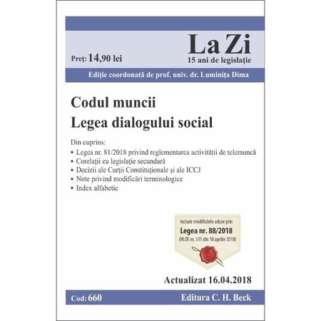 Codul Muncii Legea Dialogului Social Act 16 04 2018 Emag Ro