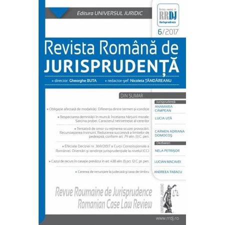Revista Romana De Jurisprudenta Nr 6 Din 2017 Emag Ro