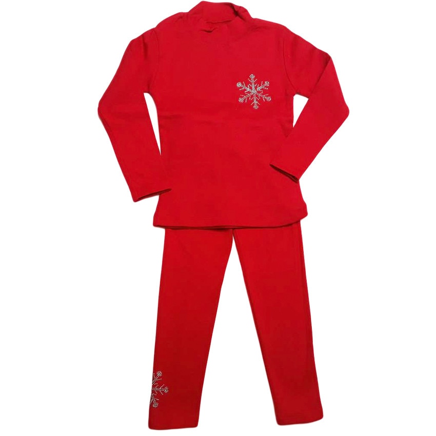 Compleu fetite rosu Craciun, cu stelute, varsta 8 ani