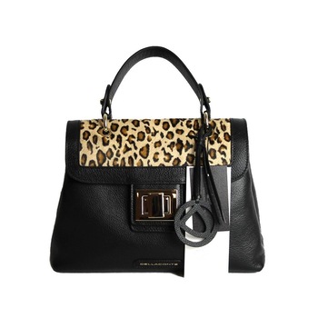 Geanta Dama din piele naturala, Dellaconte, Negru cu Leopard Geanta Dama din piele naturala, Dellaconte, Negru cu Leopard