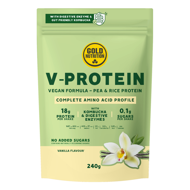 Pudra proteica vegetala, GoldNutrition, V Protein Vanilie, 240 g