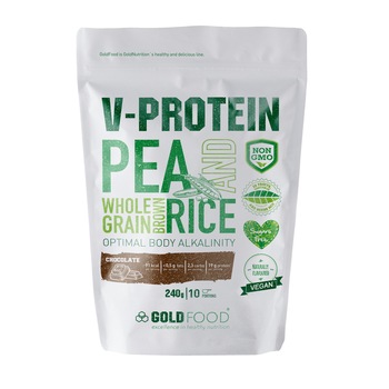 Pudra proteica vegetala, GoldNutrition, V Protein Ciocolata, 240 g Pudra proteica vegetala, GoldNutrition, V Protein Ciocolata, 240 g