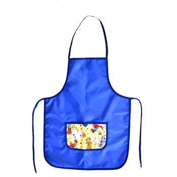 Sort bucatarie copii, handmade, Atelier Diversis, fas impermeabil, albastru cu buzunar clovni, M Sort bucatarie copii, handmade, Atelier Diversis, fas impermeabil, albastru cu buzunar clovni, M