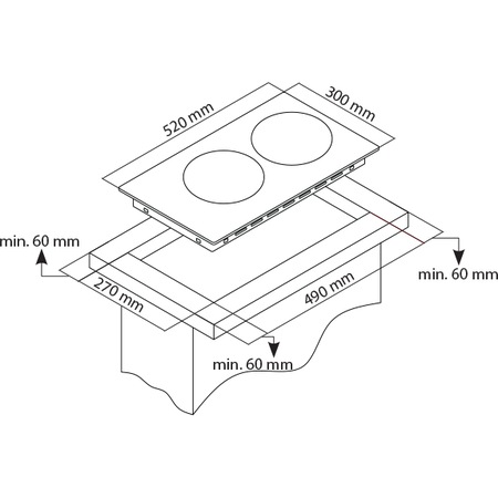 Plita incorporabila Star-Light BHS-302VB, Vitroceramica, 2 zone de gatit, Touch Control, Sticla Neagra