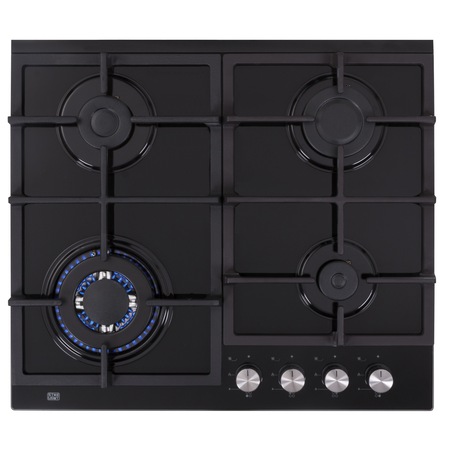Plita incorporabila Star-Light BHS-60WFBL, Gaz, 4 Arzatoare, 60 cm, Arzator Wok, Gratar fonta, Aprindere electrica, Sticla Neagra