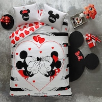 Lenjerie de pat 2 persoane Tac Disney Minnie & Mickey Amour, 100% bumbac ranforce, 4 piese