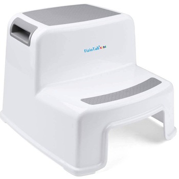 Scaunel Copii Inaltator WC in Doua Trepte FizioTab®Kids, Taburet Copii Utilizare in Baie, Toaleta, Chiuveta sau in Bucatarie - Scaun Tip Scara cu Suprafata Antialunecare pentru Confort si Siguranta, Multifunctional, Design Versatil, Alb/Gri Scaunel Copii Inaltator WC in Doua Trepte FizioTab®Kids, Taburet Copii Utilizare in Baie, Toaleta, Chiuveta sau in Bucatarie - Scaun Tip Scara cu Suprafata Antialunecare pentru Confort si Siguranta, Multifunctional, Design Versatil, Alb/Gri