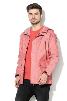 Timberland, Jacheta impermeabila de chambray cu gluga, Rosu stins Timberland, Jacheta impermeabila de chambray cu gluga, Rosu stins