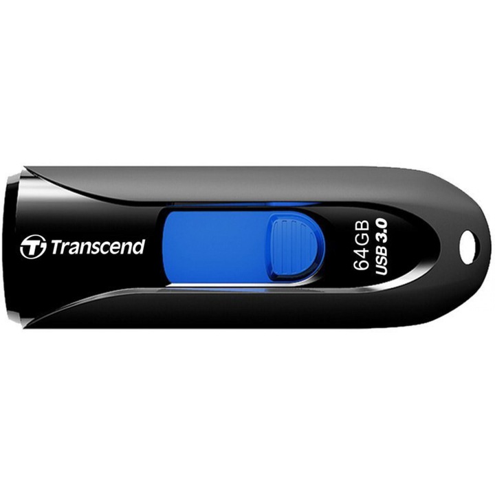 USB памет TRANSCEND JetFlash®790, 64 GB, USB 3.0, Черна/Синя (R/W 90/28 MB/s)