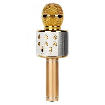 Microfon Karaoke Wireless cu Bluetooth, Soundvox™ WS-858 cu Boxa inclusa, Auriu Microfon Karaoke Wireless cu Bluetooth, Soundvox™ WS-858 cu Boxa inclusa, Auriu