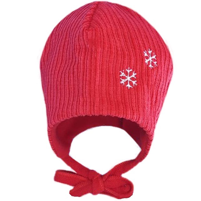 Caciula iarna Piticot C352NN cu broderie fulg de nea, rosu, 42 cm