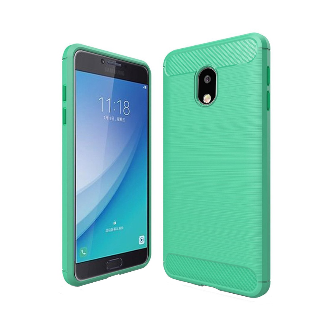Husa Samsung Galaxy J7 2017, Slim Armor Carbon, carcasa spate Antisoc, Verde
